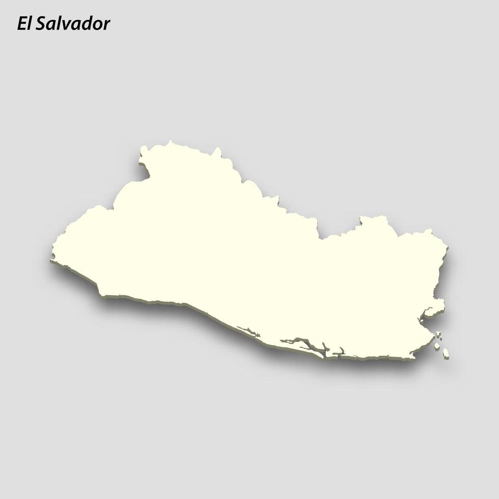 3d isométrico mapa do el salvador isolado com sombra vetor