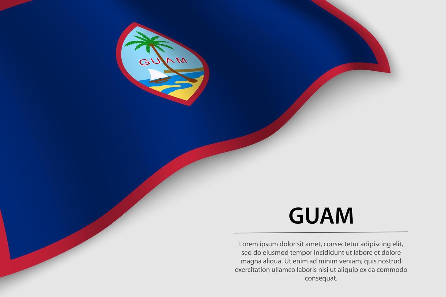 onda bandeira do guam em branco fundo. bandeira ou fita vetor t