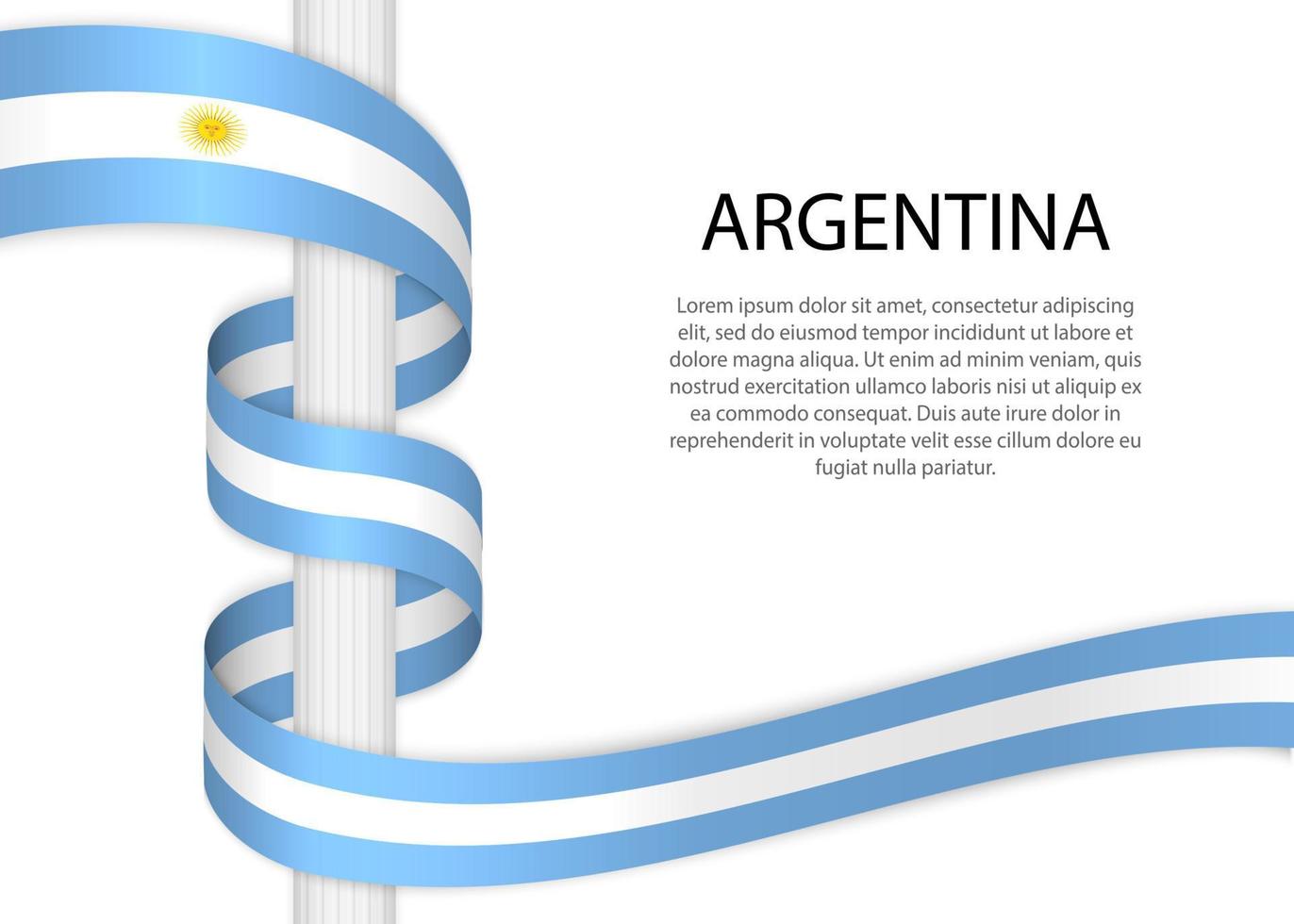 acenando fita em pólo com bandeira do Argentina. modelo para independente vetor