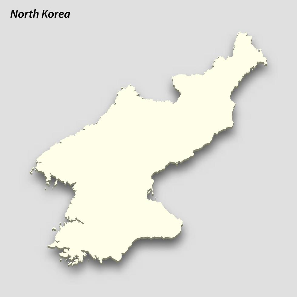 3d isométrico mapa do norte Coréia isolado com sombra vetor