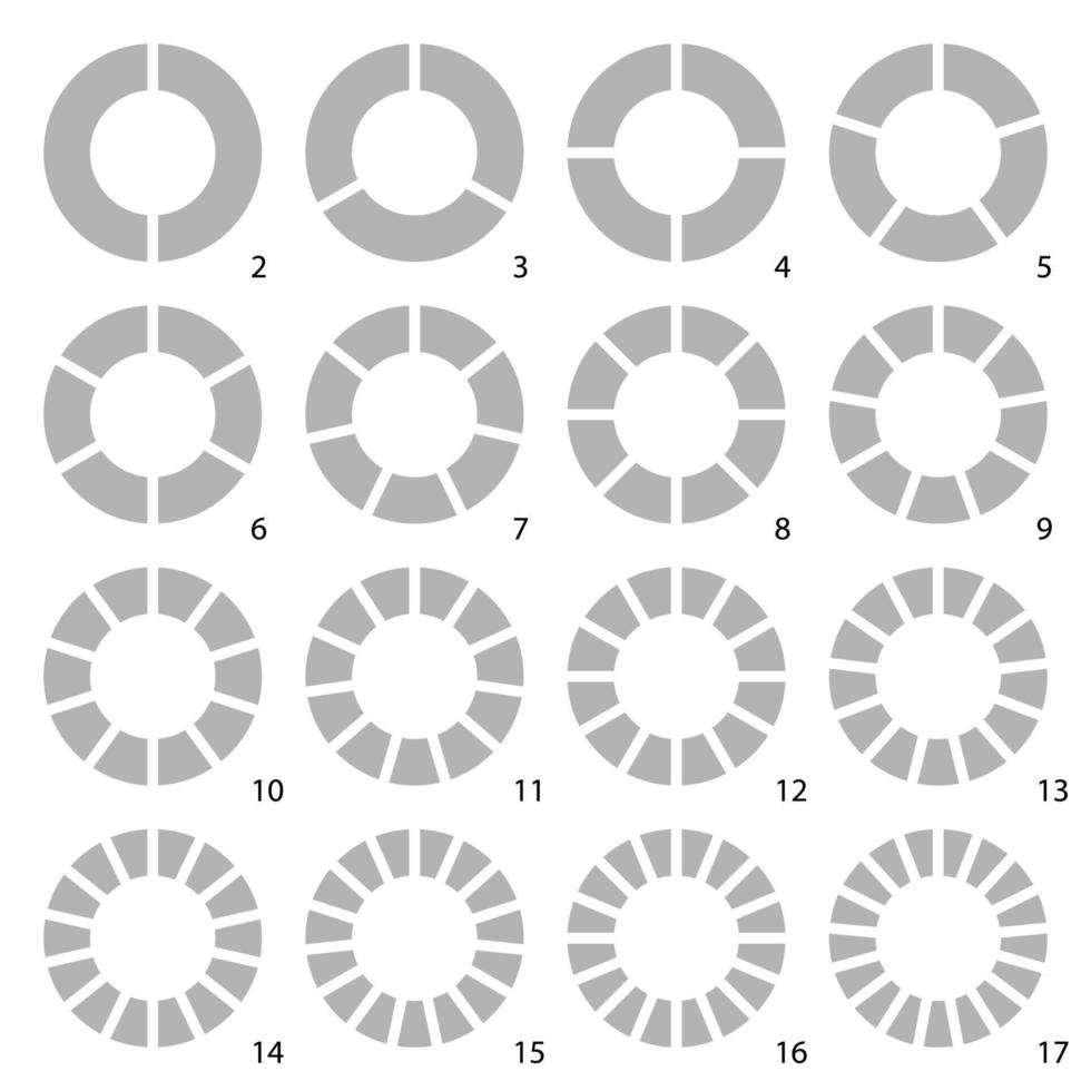 conjunto do volta gráfico torta gráficos ícones. segmento do círculo infogra vetor