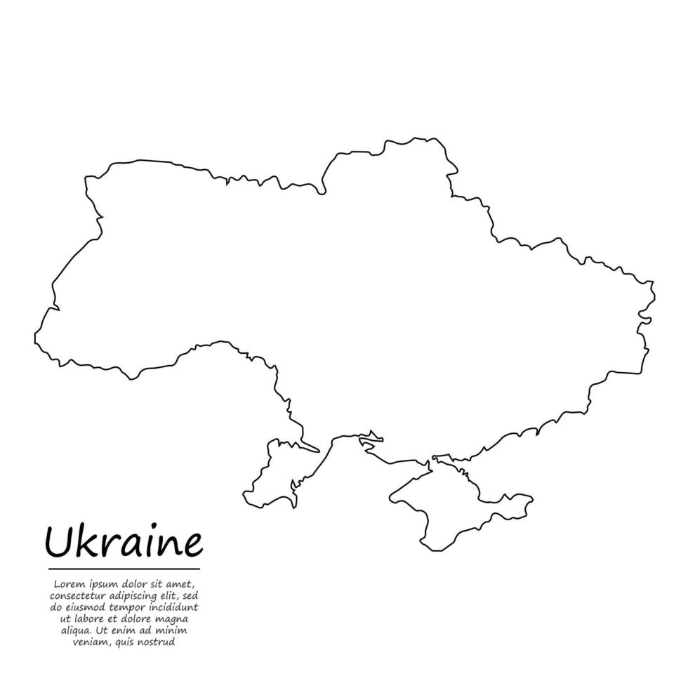 simples esboço mapa do Ucrânia, dentro esboço linha estilo vetor