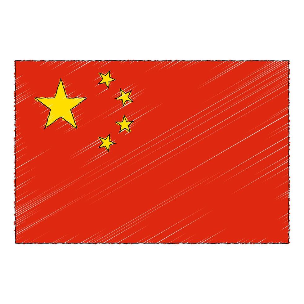 mão desenhado esboço bandeira do China. rabisco estilo ícone vetor