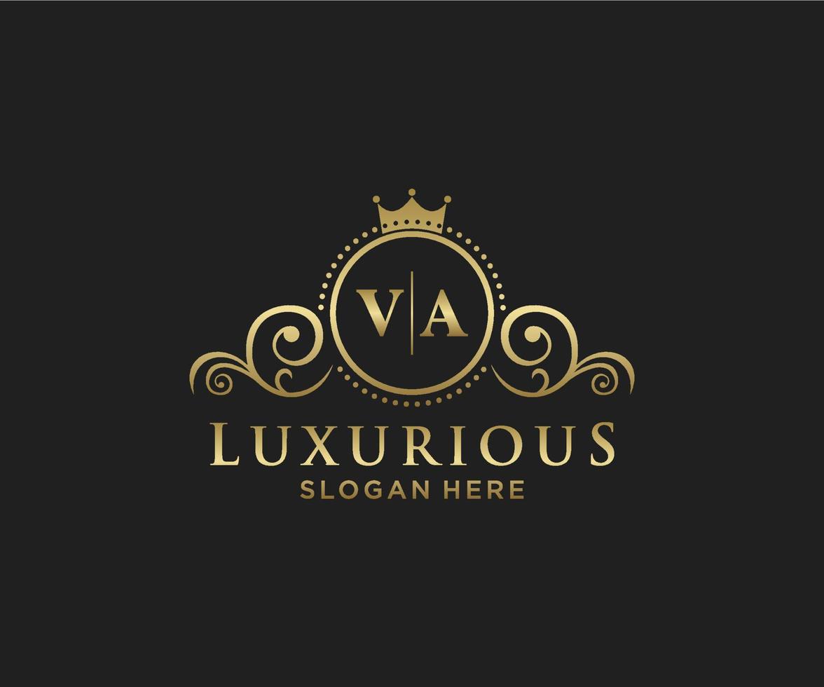 inicial va carta modelo de logotipo de luxo real em arte vetorial para restaurante, realeza, boutique, café, hotel, heráldica, joias, moda e outras ilustrações vetoriais. vetor