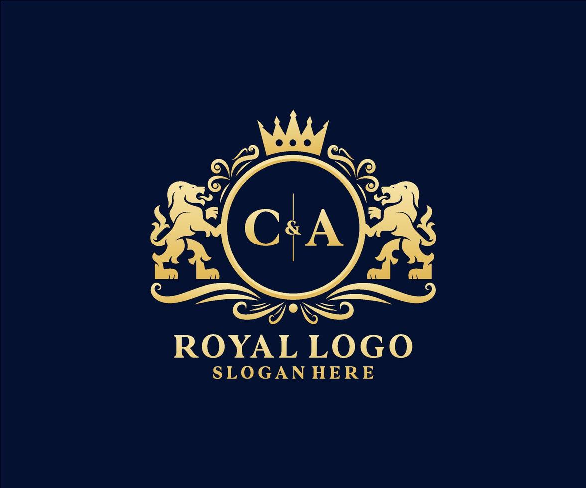 inicial ca carta leão modelo de logotipo de luxo real em arte vetorial para restaurante, realeza, boutique, café, hotel, heráldica, joias, moda e outras ilustrações vetoriais. vetor