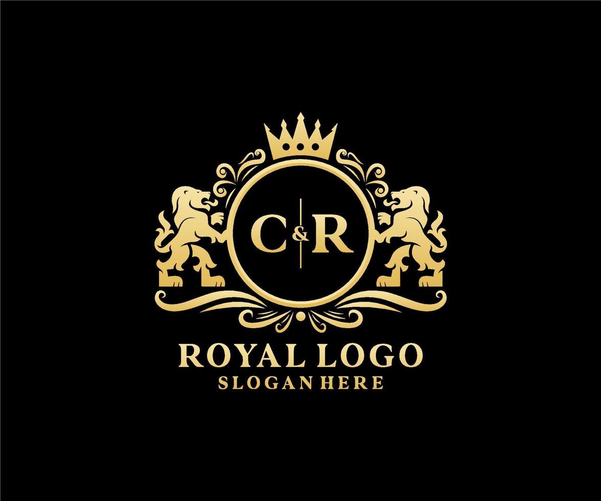 modelo de logotipo de luxo real de leão cr inicial em arte vetorial para restaurante, realeza, boutique, café, hotel, heráldica, joias, moda e outras ilustrações vetoriais. vetor