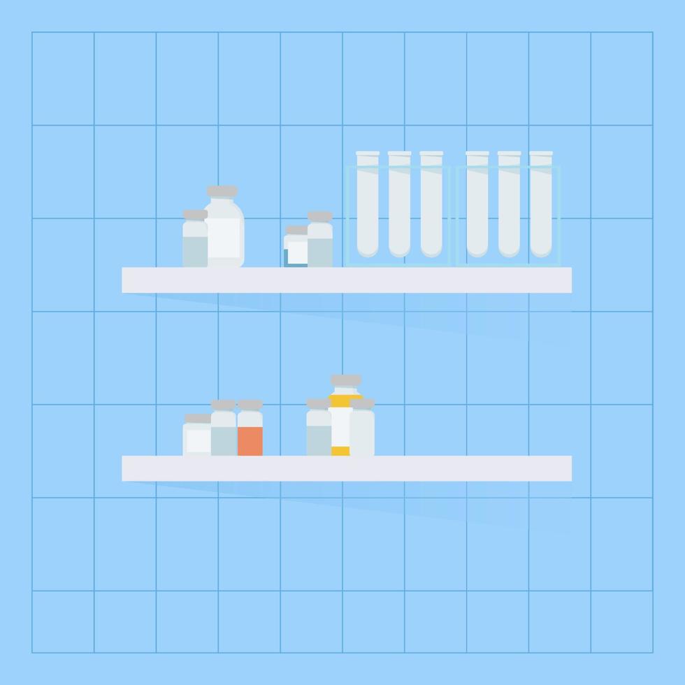 estante com diferente médico garrafas vetor