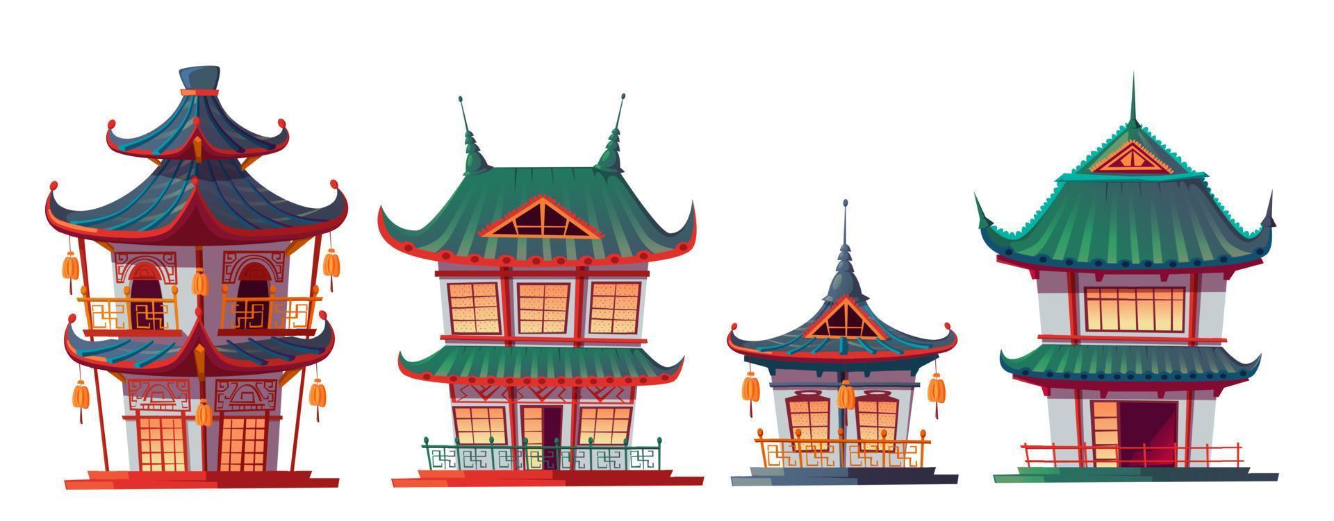 tradicional chinês casa construção desenho animado vetor