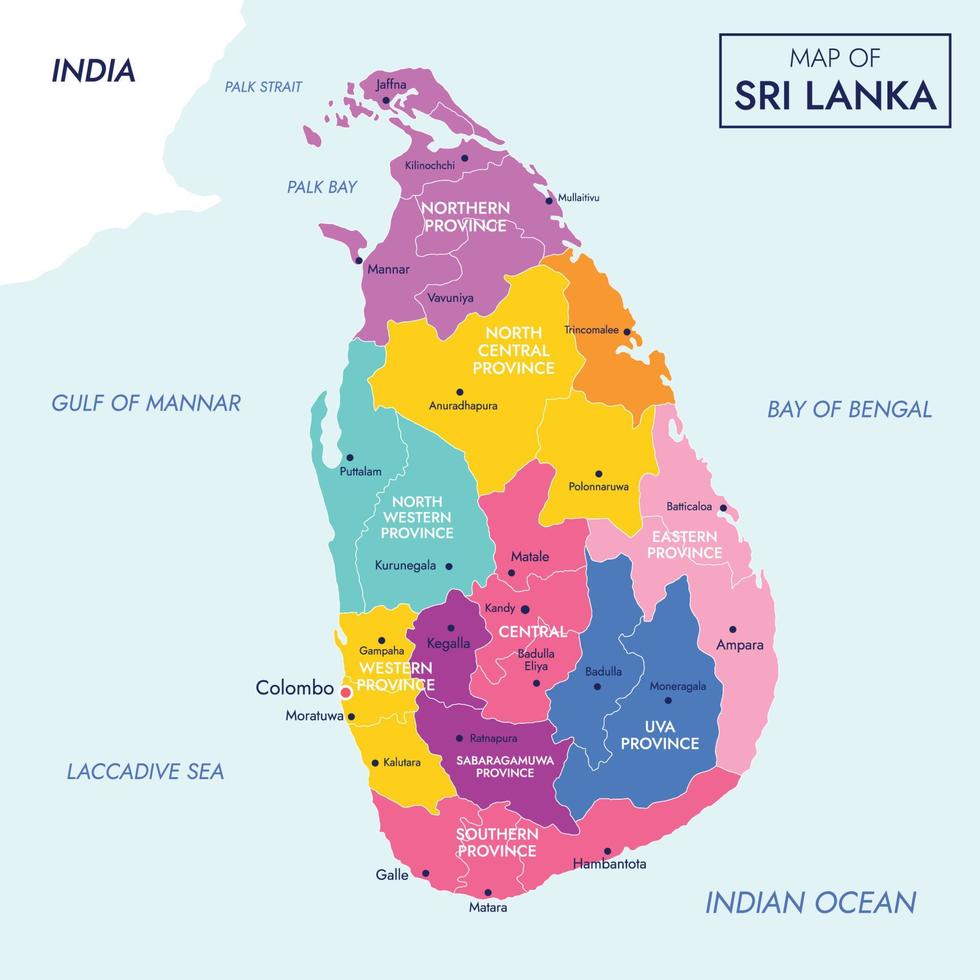 mapa do sri lanka vetor