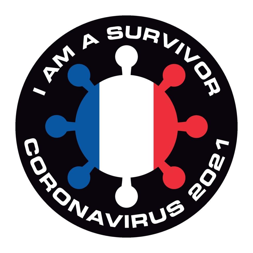Eu sou o sobrevivente coronavirus 2021 da bandeira da frança vetor