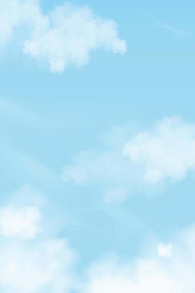 céu azul com fundo de nuvens altostratus, céu de desenho vetorial com nuvens cirros, fundo de pano de fundo para banner vertical sazonal nublado em dia ensolarado de primavera ou verão. Ilustração 3d bela natureza vetor