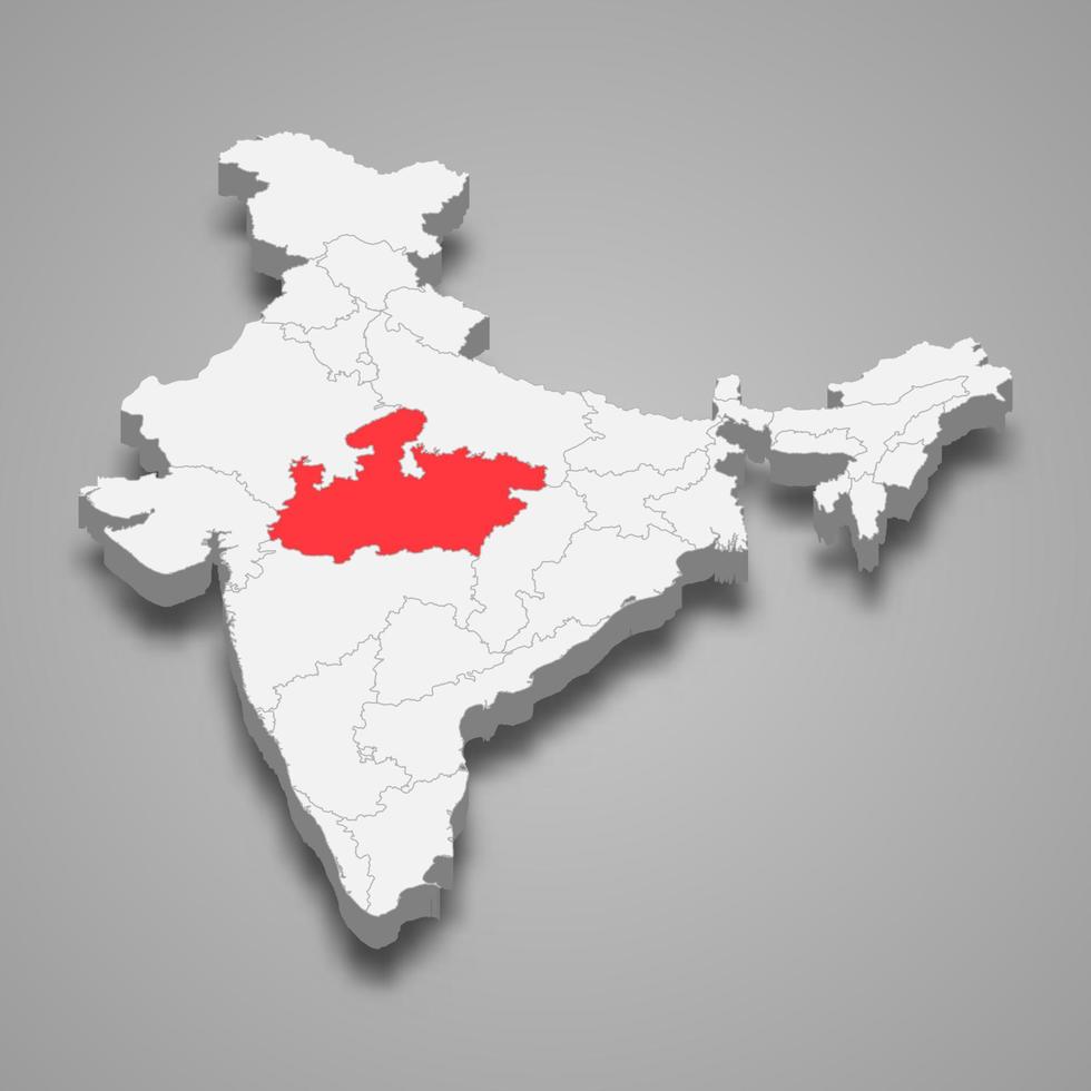 madhya pradesh Estado localização dentro Índia 3d mapa vetor