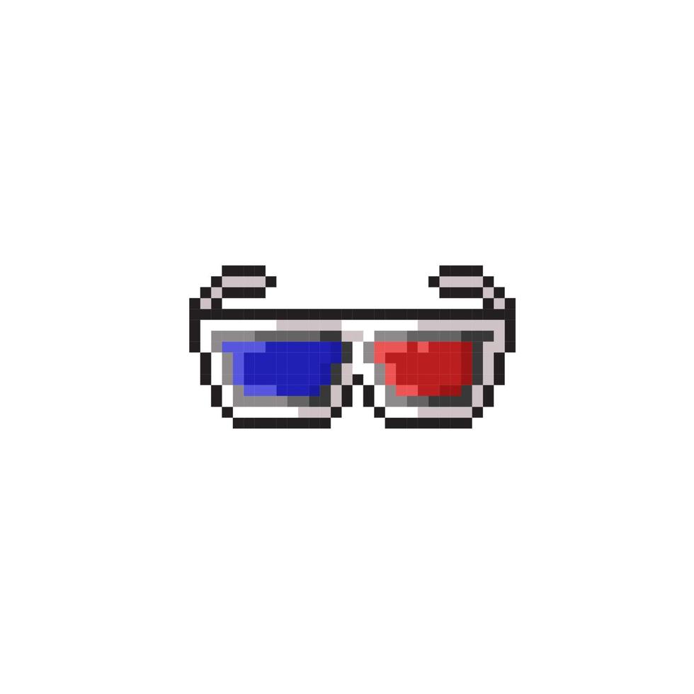 azul e vermelho lente do olho óculos dentro pixel arte estilo vetor