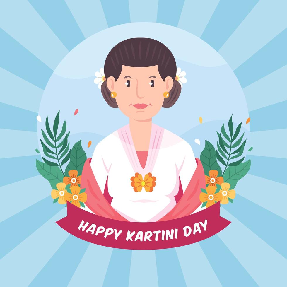 mulher cartoon comemorando o dia do kartini vetor