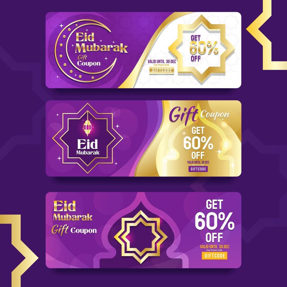 voucher de presente de celebração eid mubarak vetor