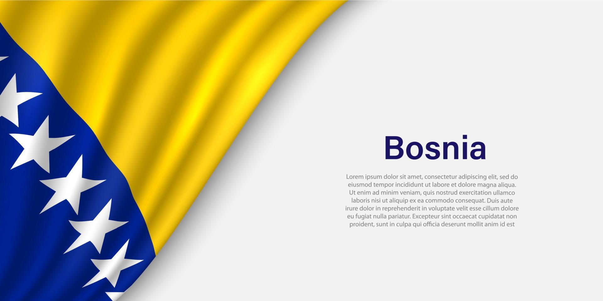 onda bandeira do Bósnia em branco fundo. vetor