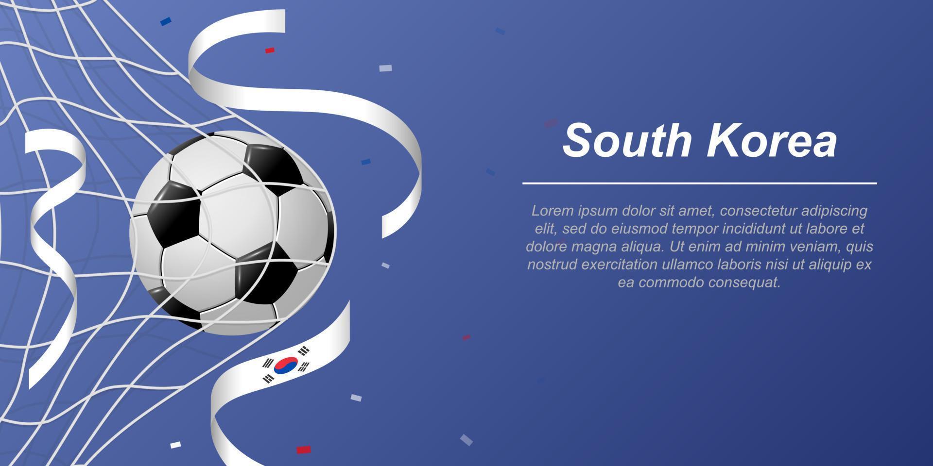 futebol fundo com vôo fitas dentro cores do a bandeira do sul Coréia vetor