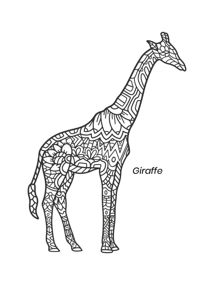 girafa zentangle mandalas vetor