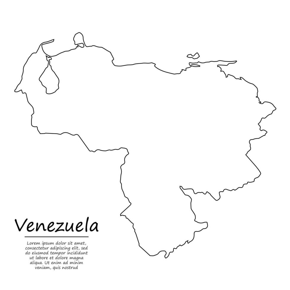 simples esboço mapa do Venezuela, dentro esboço linha estilo vetor