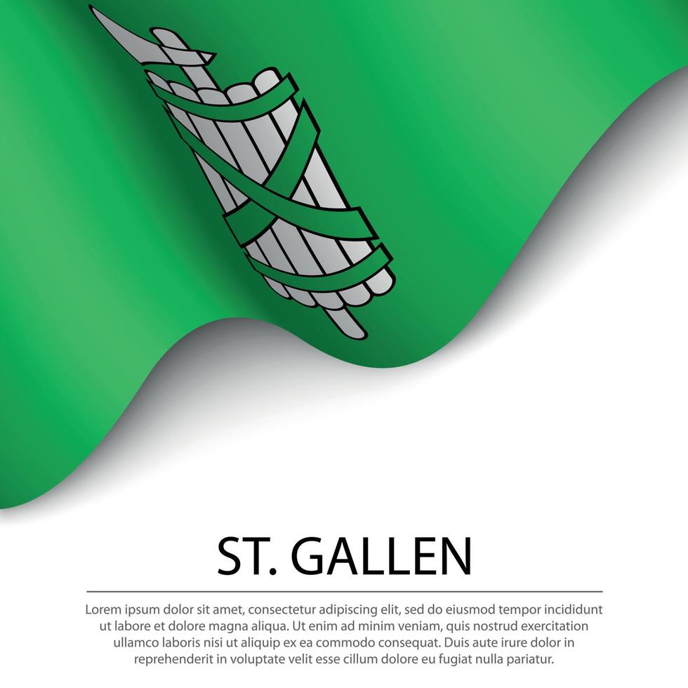 acenando bandeira do st. Gallen é uma Cantão do Suíça em branco BA vetor