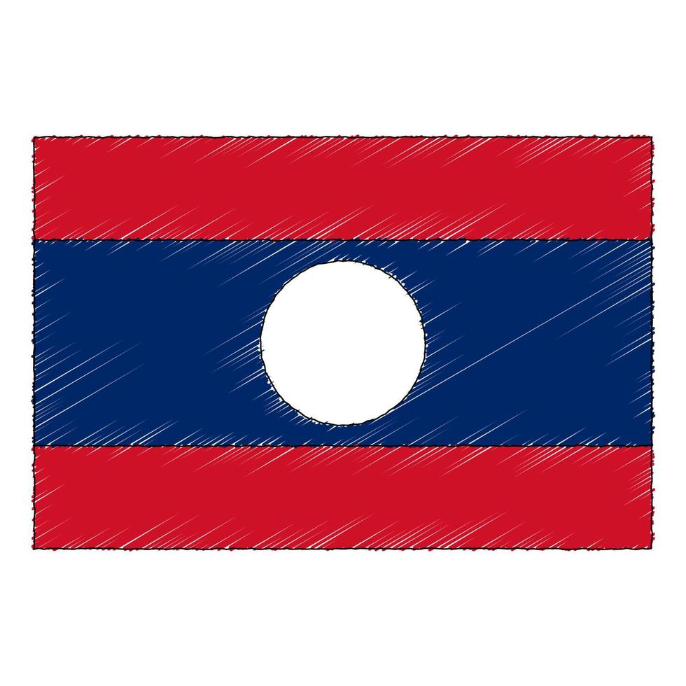 mão desenhado esboço bandeira do Laos. rabisco estilo ícone vetor