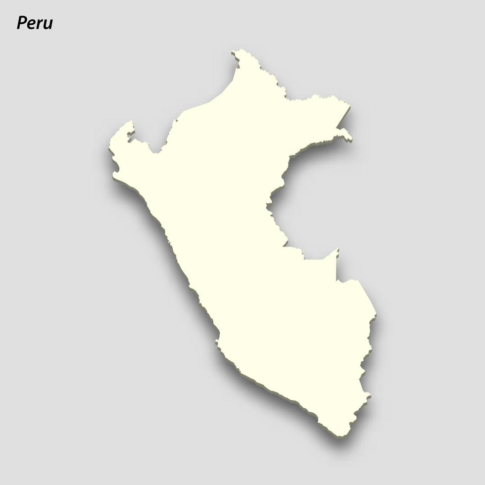 3d isométrico mapa do Peru isolado com sombra vetor