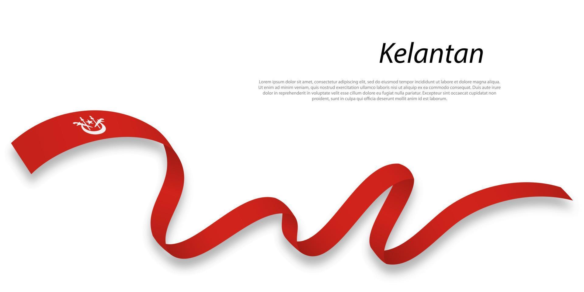 acenando fita ou listra com bandeira do Kelantan vetor