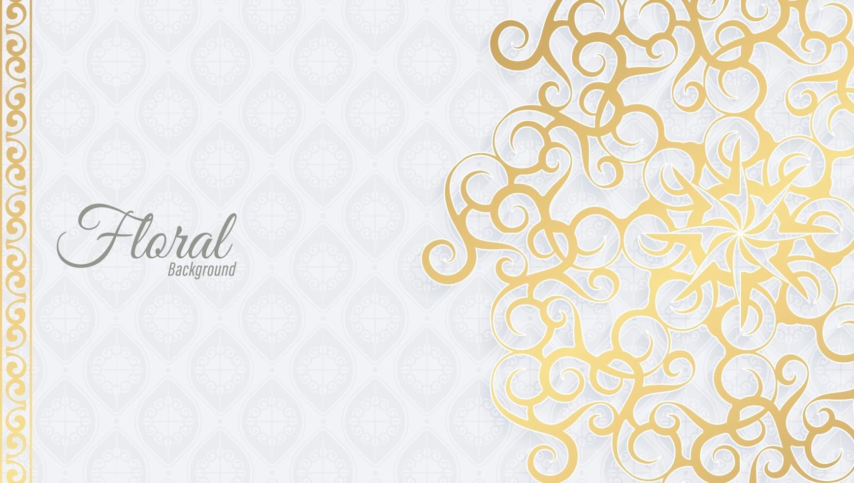 fundo de ornamento floral branco e dourado vetor