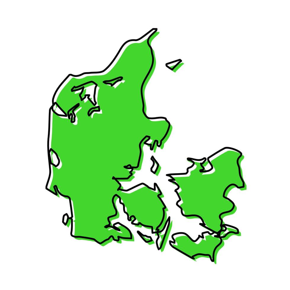 simples esboço mapa do Dinamarca. estilizado linha Projeto vetor