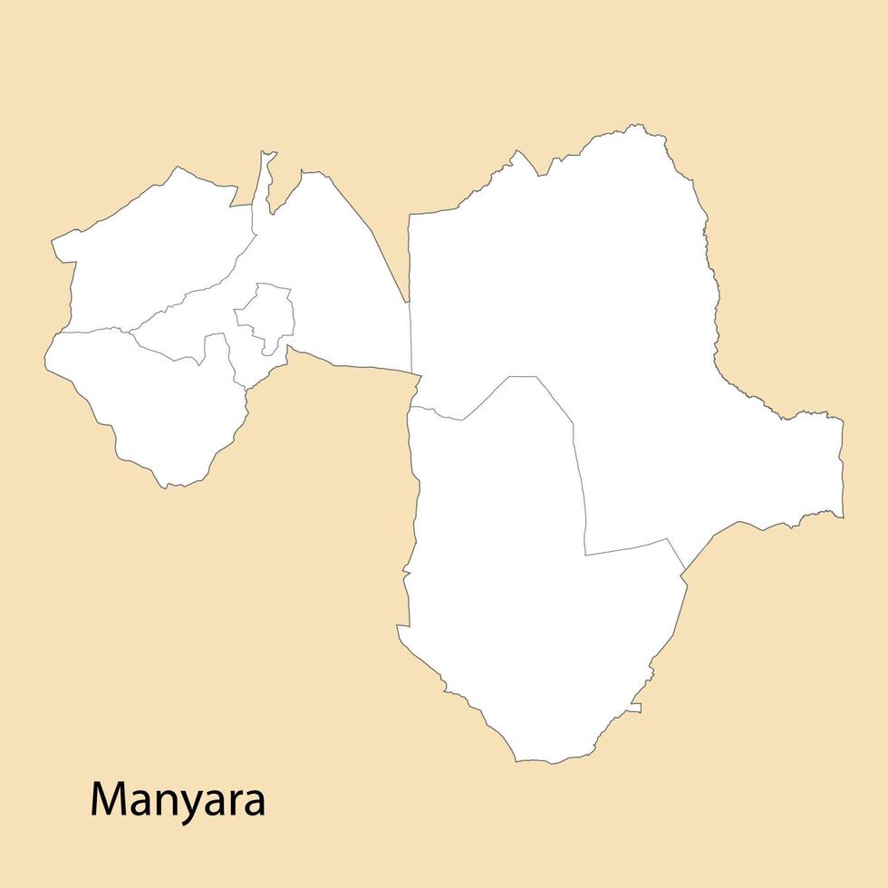 Alto qualidade mapa do manyara é uma região do Tanzânia vetor