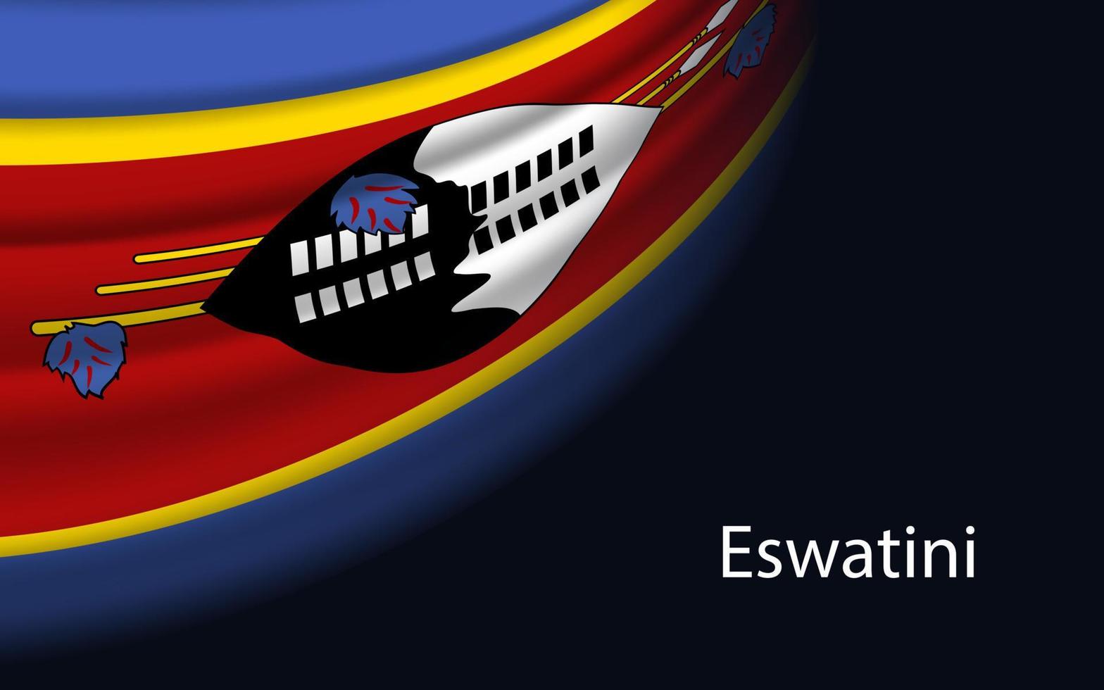 onda bandeira do Eswatini em Sombrio fundo. vetor