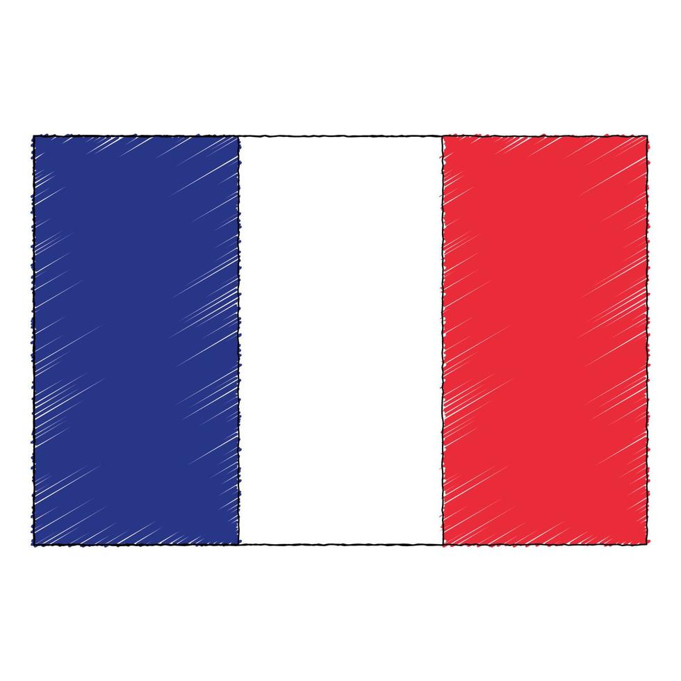 mão desenhado esboço bandeira do França. rabisco estilo ícone vetor