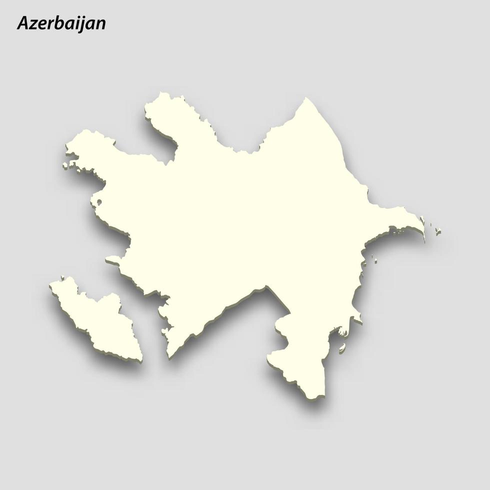 3d isométrico mapa do Azerbaijão isolado com sombra vetor