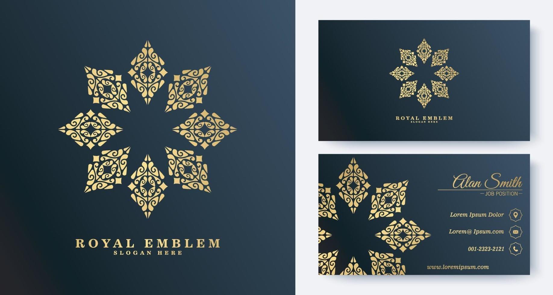 cartão de visita de luxo com logotipo de ornamento vetor
