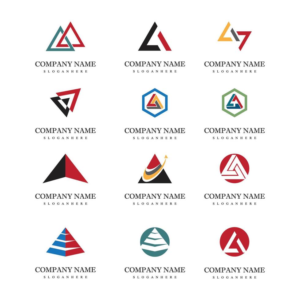 inspiração para o design do logotipo da corrente do triângulo futurista vetor