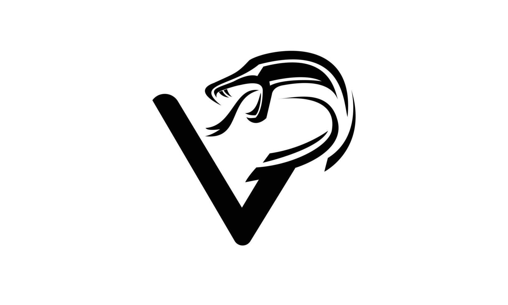 serpente logotipo com v carta vetor