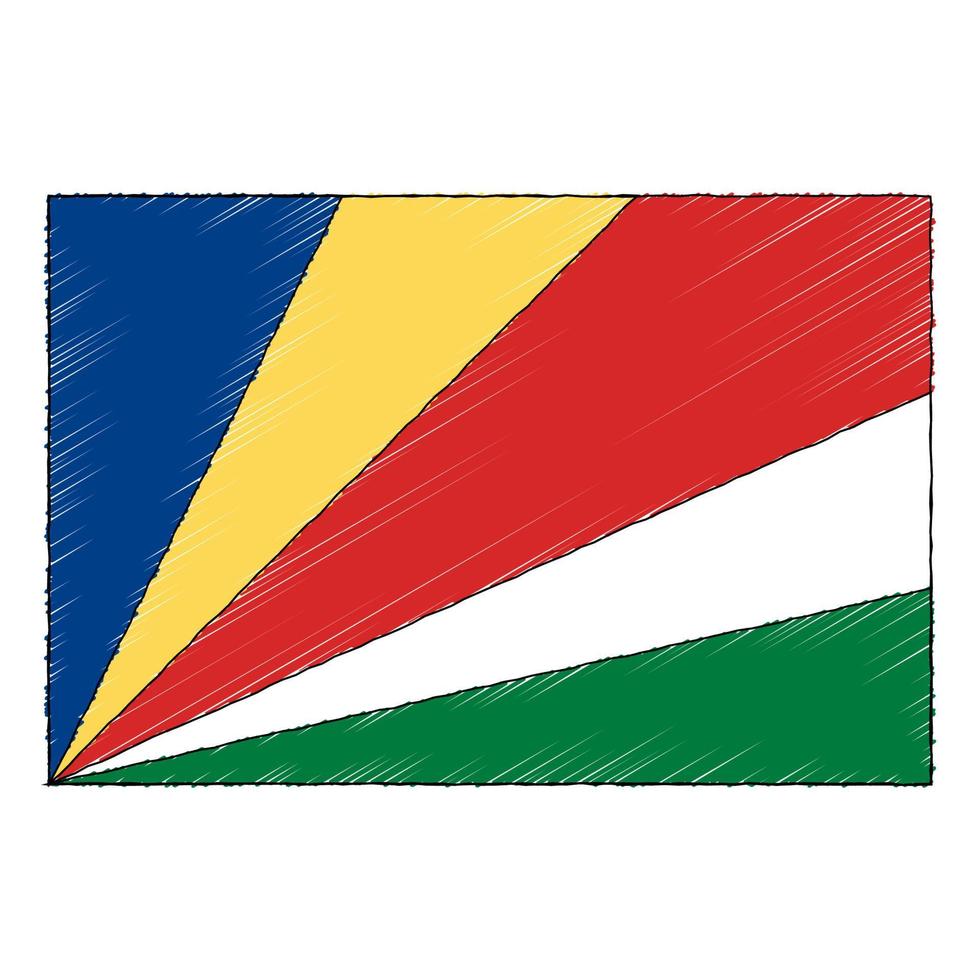 mão desenhado esboço bandeira do seychelles. rabisco estilo ícone vetor