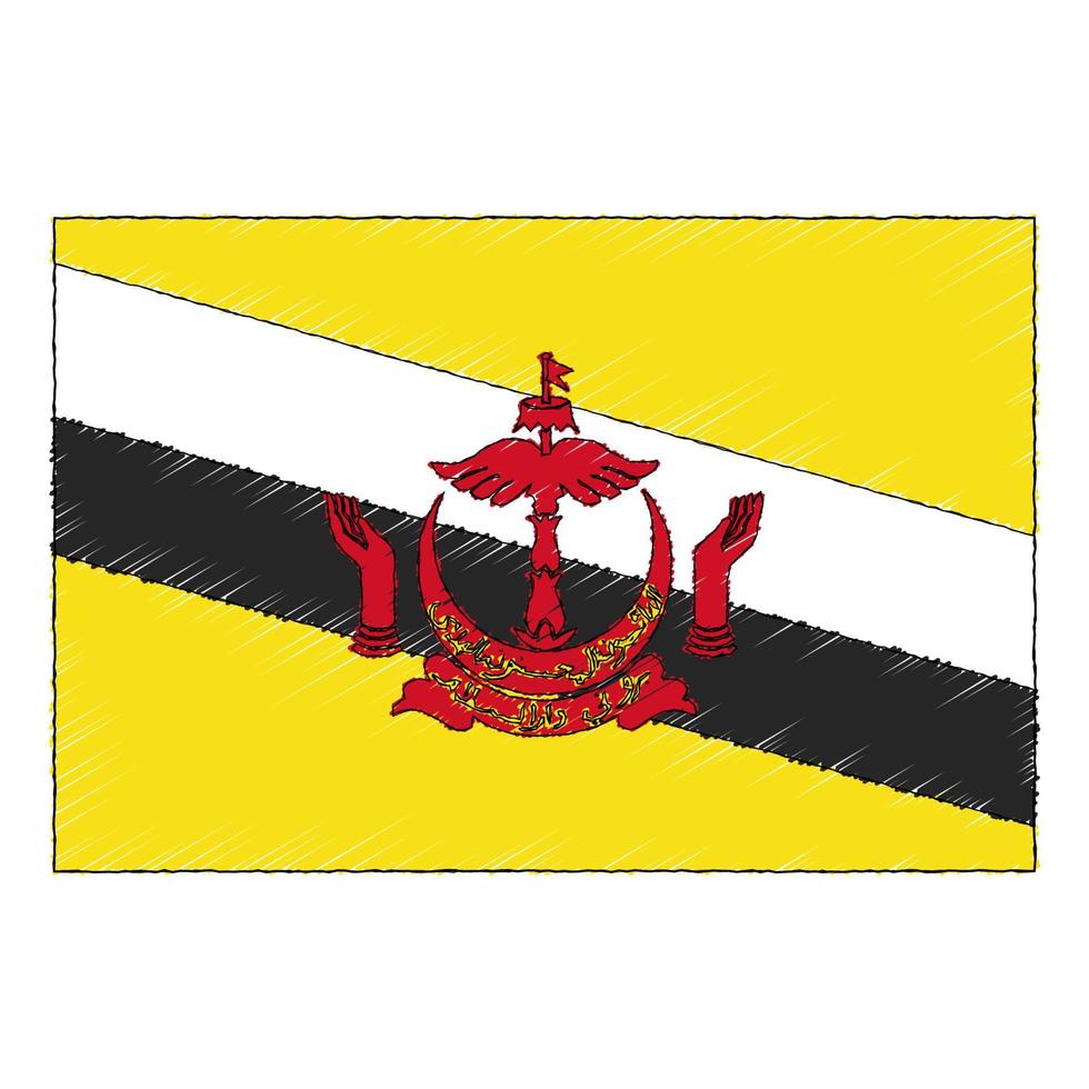 mão desenhado esboço bandeira do brunei. rabisco estilo ícone vetor