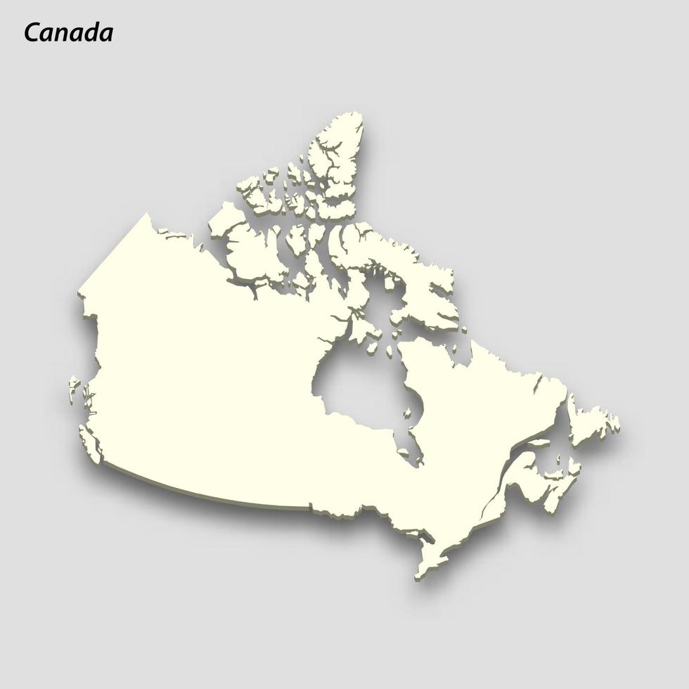 3d isométrico mapa do Canadá isolado com sombra vetor