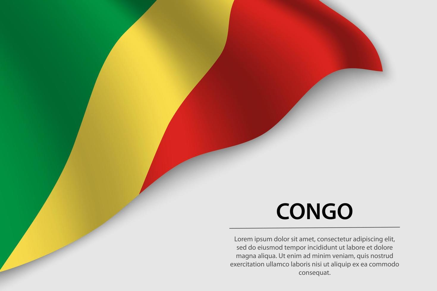 onda bandeira do Congo em branco fundo. bandeira ou fita vetor