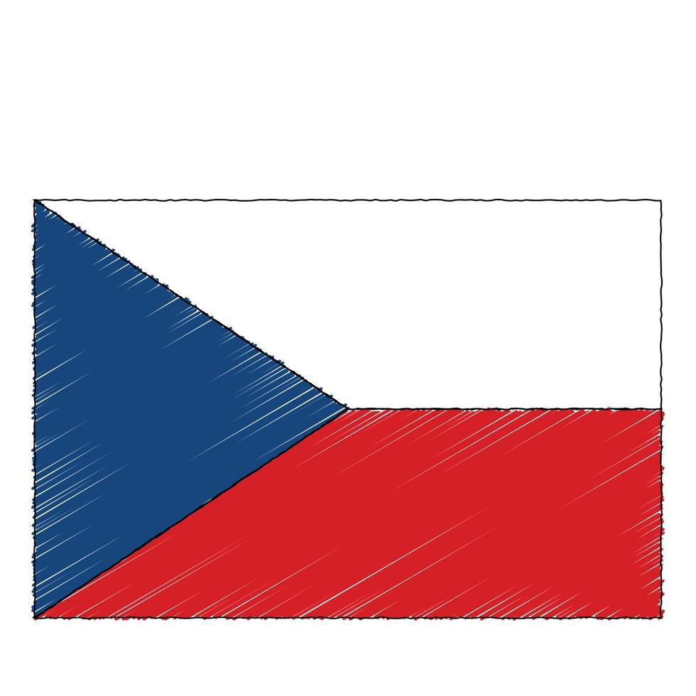 mão desenhado esboço bandeira do tcheco república. rabisco estilo ícone vetor