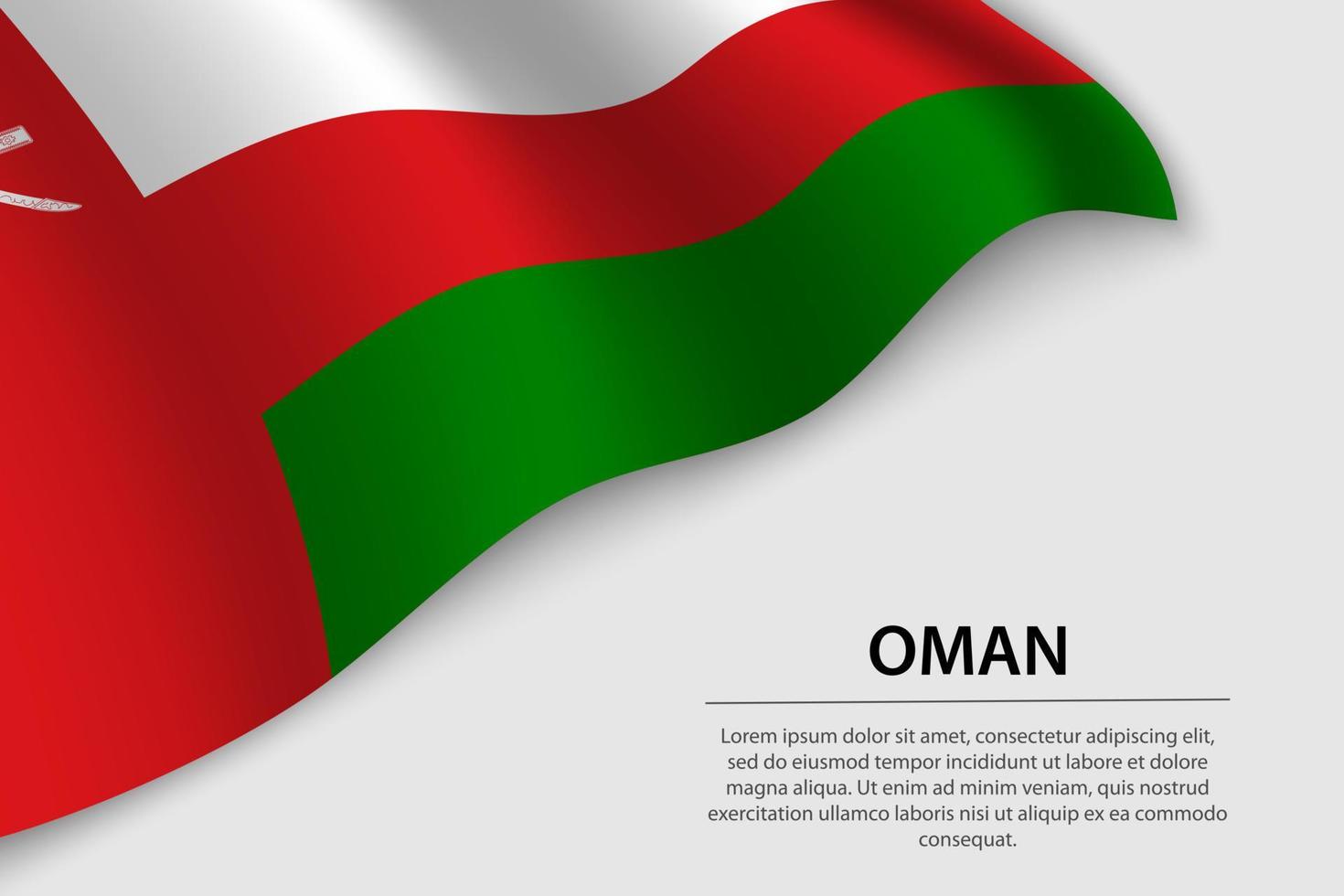 onda bandeira do Omã em branco fundo. bandeira ou fita vetor t
