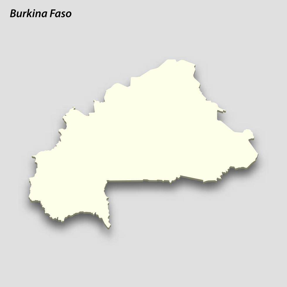 3d isométrico mapa do burkina faso isolado com sombra vetor