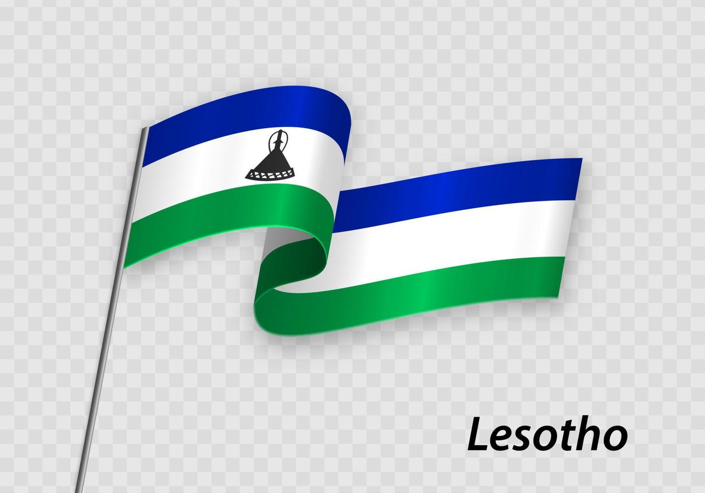 acenando bandeira do Lesoto em mastro. modelo para independência dia vetor