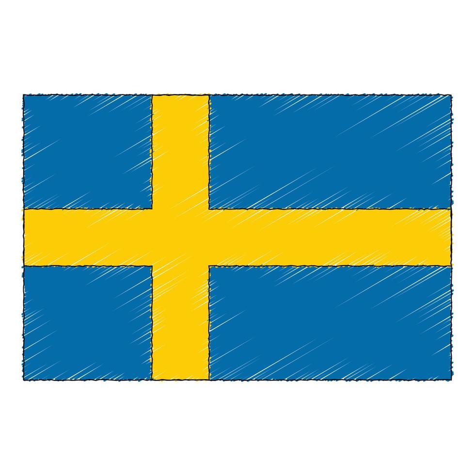 mão desenhado esboço bandeira do Suécia. rabisco estilo ícone vetor