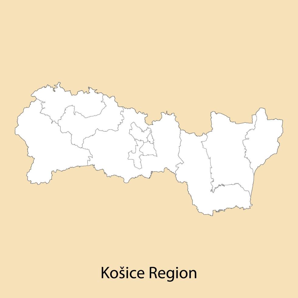 Alto qualidade mapa do kosice região é uma província do Eslováquia vetor
