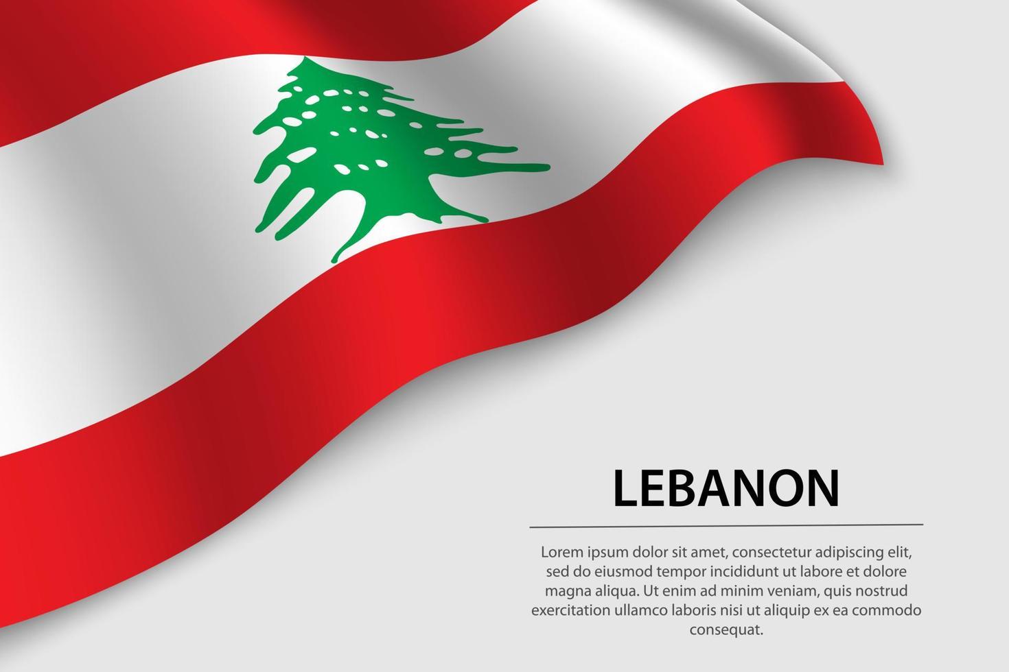 onda bandeira do Líbano em branco fundo. bandeira ou fita vecto vetor