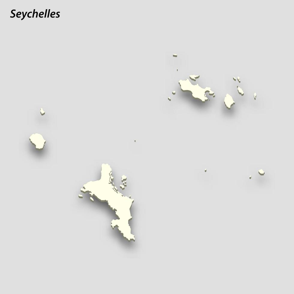 3d isométrico mapa do seychelles isolado com sombra vetor