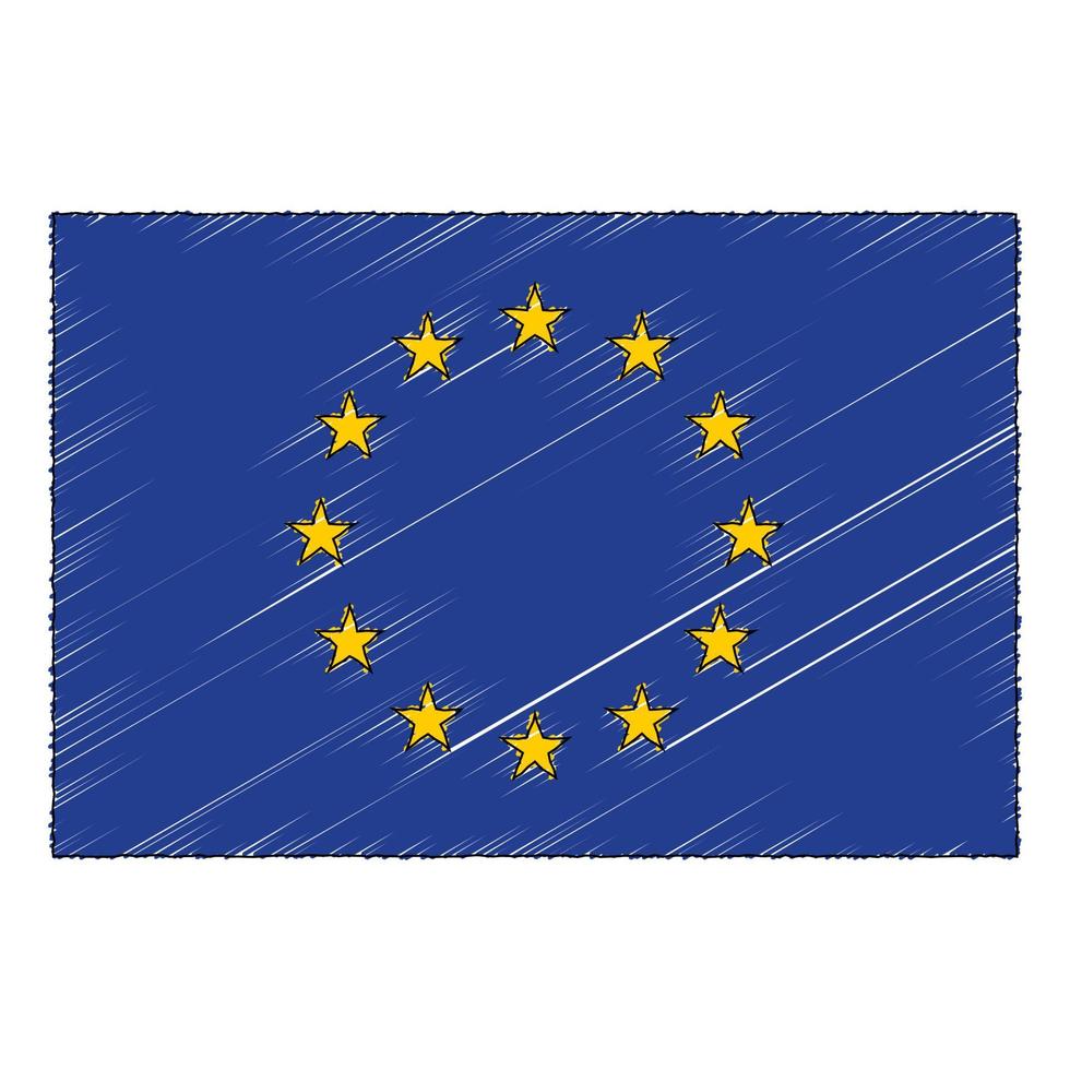 mão desenhado esboço bandeira do europeu União. rabisco estilo ícone vetor