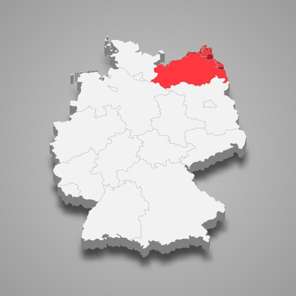 Estado localização dentro Alemanha 3d mapa modelo para seu Projeto vetor
